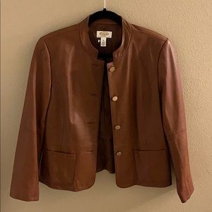 Talbots Petites Brown Leather Jacket